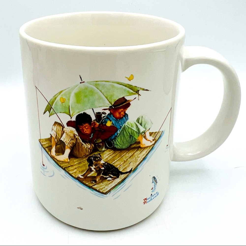 🐈‍⬛🐈‍⬛🐈‍⬛ Vintage Norman Rockwell “Fisherman’s Paradise“ ~ Coffee Mug Gifts